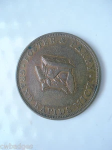 GRAND RAPIDS MICHIGAN ~ ESTUFAS Y TOKEN DE HARDWARE ADV ~ FOSTER & PARRY TIEMPOS DIFÍCILES - Imagen 1 de 2