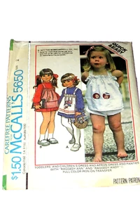 McCALL'S PATTERN 5650 girl's size 2 dress, apron dress, panties, cut (sew drwr) - Picture 1 of 3