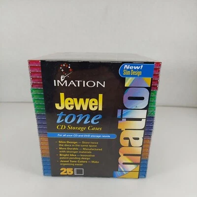 New IMATION 25 Pack CD / DVD Jewel Tone Storage Cases Slim Line Multi Color - Image 1 of 4