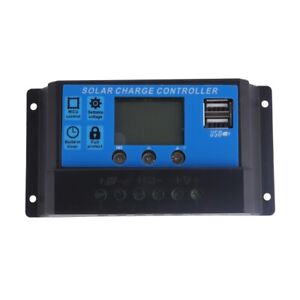 Solar Panel Charge Controller Regulator 12V/24V auto dual USB 30A Battery PWM