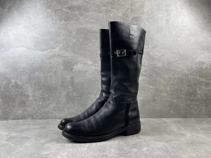 Prada Archives Leather High Biker Black Belted Boots Made in Italy Size 38 - Picture 1 of 18