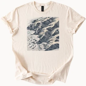 Abstract Landscape Tee Topography Art Shirt Scenic Design Clothing - Picture 1 of 6