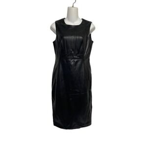 Calvin Klein Black Faux Leather Sheath Dress Petite Women Size 4
