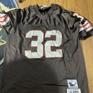 1964 Cleveland Browns #32 Jim Brown Mitchell And Ness Throwback Jersey Sz 54
