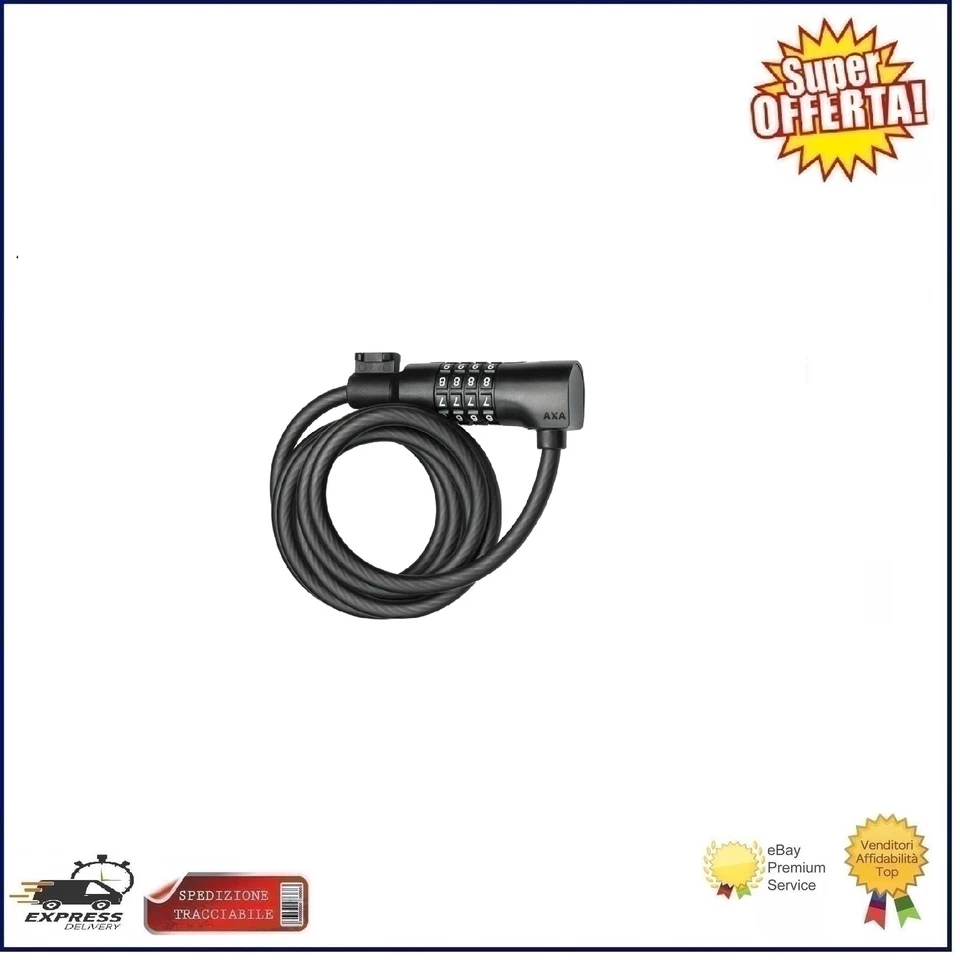 Lucchetto Cavo Antifurto Bici Axa Resolute Chiusura Con Codice 180cm D 8mm - Immagine 1 di 1