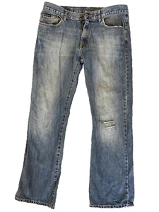 Men's Calvin Klein Blue Jeans Bootcut Distressed Men's Size 34x32 Medium Wash - Picture 1 of 8