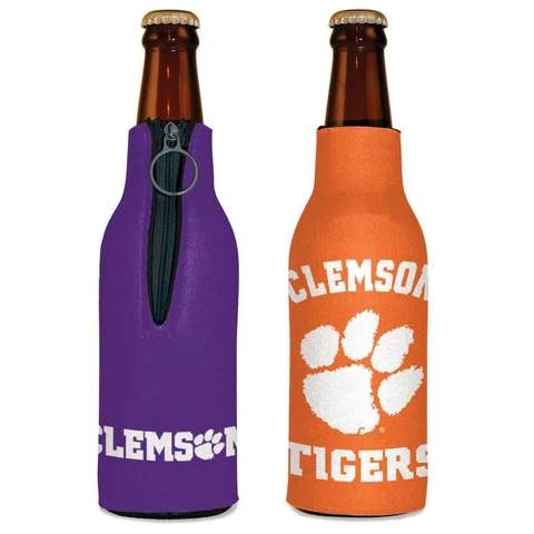 Clemson Tigers 12oz Two Sided Bottle Cooler [NEW] NCAA Can Holder Foam Koozie Cover