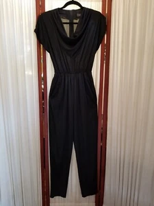 Schwarzer Chiffon Jumpsuit Vintage Calhoun Damen S/M Kleid Cocktail transparent sexy  - Bild 1 von 8