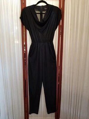 Black Chiffon Jumpsuit Vintage Calhoun Women's S/M Dress Cocktail Sheer Sexy  - Image 1 of 4