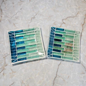 Vintage Sonoma Mosaic Plates, Set of 2 Glass Candle Holders - Picture 1 of 7