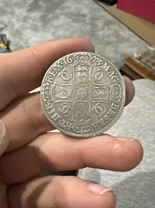 Carlo II corona d'argento 1673, QVINTO (21432) - Foto 1 di 5