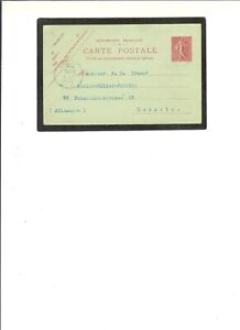 FRANCE PRE STAMPED POSTAL CARD "A22 Sower-No Ground"  to Leipzig   10c Value