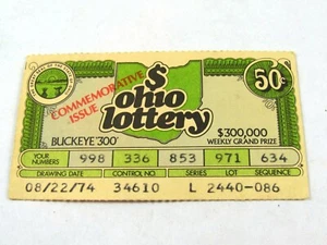 Vintage First 1974 Ohio State Lottery Ticket Ohio Lottery, First ticket - Picture 1 of 4