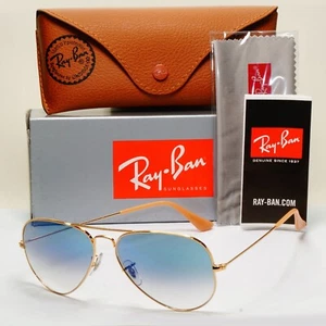 Ray-Ban Occhiali da Sole Aviator Oro Blu Sfumato Pilot RB 3025 001/3F 58mm - Foto 1 di 12