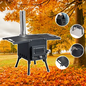 Wood Stove Grill, Outdoor Camping Stove, Small Portable Heating and Cooking - Picture 1 of 10