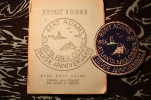 Old 1951 CAMP BERT ADAMS Boy Scout PATCH Atlanta Area Council Camper+ Song book - Picture 1 of 4