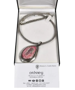 Boxed Orkney 925 Sterling Silver Necklace & Agate Pendant - Picture 1 of 8
