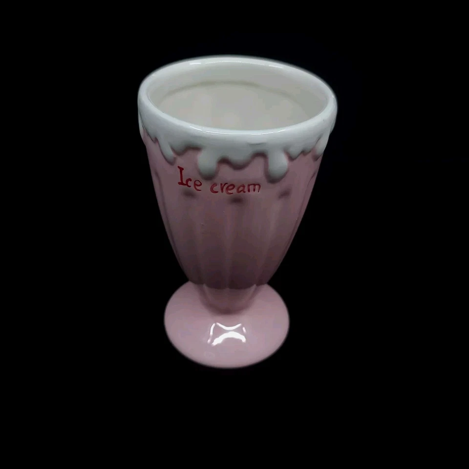 6 Inch Tall Beautiful Pink And White Ice Cream Cup #TA2 - Image 1 of 4