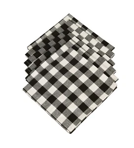 Cotton Napkins Checkered Black & White 6/pack - Picture 1 of 2