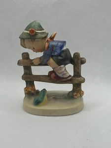 Vintage 1948 Hummel Figurine 201 2/0 Retreat to Safety W Germany Goebel Boy Frog - Bild 1 von 4