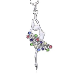Colorful Ballerina Necklace Pendant Ballet Dance Recital Gift Charm for Girls v1 - Picture 1 of 1