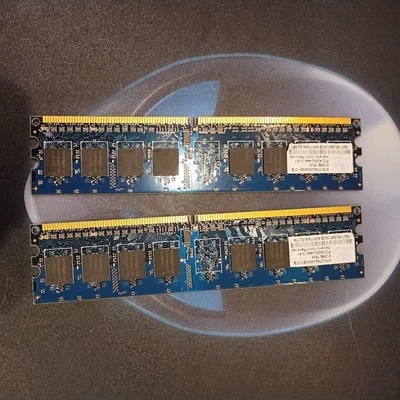 PC RAM Nanya PC2-4200u 2x 512MB 1GB Total DDR2 533 MHz 1Rx8 Computer PC Memory - Image 1 of 4