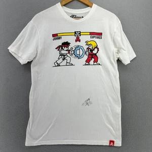 Johnny Cupcakes POP UP (SIGNED) White Street Fighter Inspired T Shirt Men's M - Picture 1 of 8