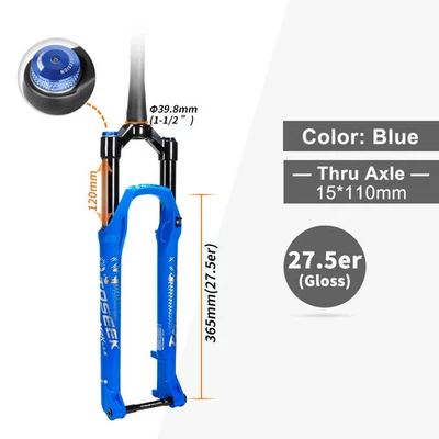 Garfo de ar suspensão mountain bike 27,5/29er eixo transversal 15*110mm viagem 120mm - Imagem 1 de 4