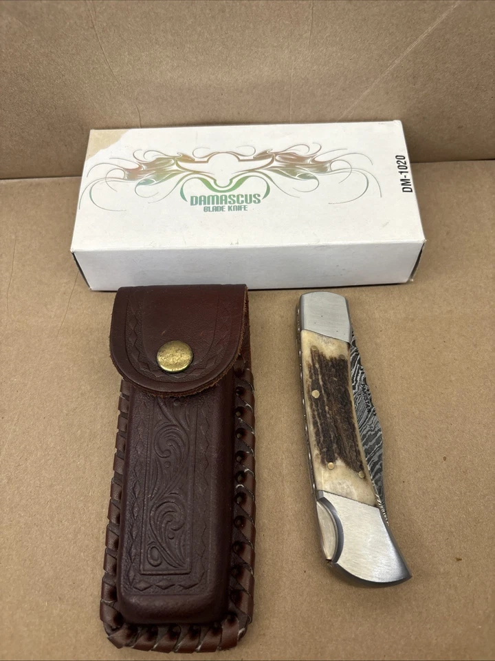 Damascus Folding Pocket Knife Lockback DM1020