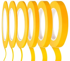 6 Rolls Fine Line Tape, Automotive Yellow Painters Tape 1/16, 1/12, 1/8, 1/4, 1/ - Picture 1 of 11