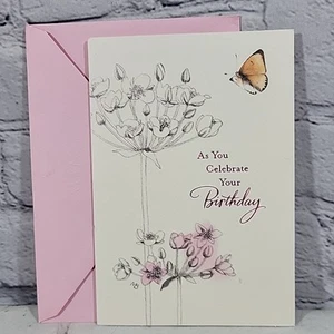 Hallmark Marjolein Bastin Birthday Card Pink Natures Sketchbook New - Picture 1 of 4