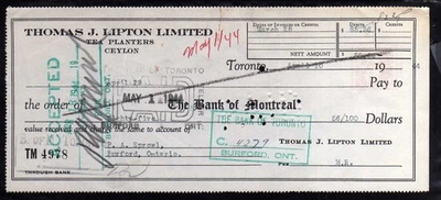 5E267 - 1944  THOMAS J. LIPTON LTD   ( CW EXCISE TAX STAMP) - TORONTO, ONTARIO - Image 1 of 2