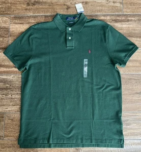 Polo Ralph Lauren Shirt Mens XL NW PINE Green Mesh Custom Slim Fit Knit RED PONY - Picture 1 of 7