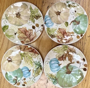 Potters Studio Blau Grün Creme Kürbisblätter Vorspeise/Dessertteller Set 4 - Bild 1 von 1