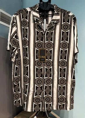 4XLCasa Moda Couture Men’s  Luxury GOLD & BLACK Design Button Front Shirt Nw/tgs - Image 1 of 4