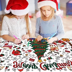 Giant Christmas Coloring Tablecloth 32X72 Disposable Coloring Banner - Picture 1 of 6