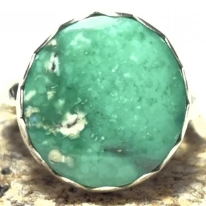 39 Ct Tw Natural Untreated Bright Green Variscite Sterling Silver Gemstone Ring - Picture 1 of 7
