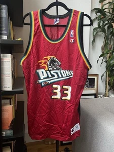 Vintage Grant Hill Red Detroit Pistons Jersey Champion #33 Mens 48 (XL) - Picture 1 of 8