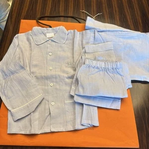 Hermes Baby Kids Pajamas Top Pants Set 2T Size Ice Blue Linen for 2-3 years old - Picture 1 of 12