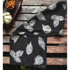 Bufanda eco negra vintage hojas de otoño otoño otoño estampado de hojas oblonga 48x10 rayón - Imagen 1 de 8