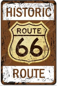 SEÑAL DE METAL ROUTE 66 8X12 ¡TODO CLIMA HECHA EN EE. UU.! DECORACIÓN DE BARRA DE GARAJE MAN CUEVA - Imagen 1 de 1