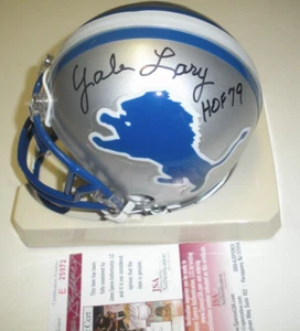 YALE LARY DETROIT LIONS,HOF 79,TEXAS A&M LAST ONE JSA/COA SIGNED MINI HELMET - Picture 1 of 1