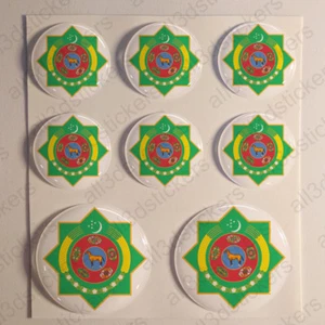 Pegatinas Turkmenistán Escudo de Armas Gel Cúpula Resina 3D Turkmenistán Vinilo Pegatinas - Imagen 1 de 1