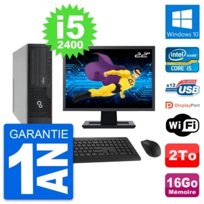 PC Fujitsu E910 Dt Pantalla 22" Intel i5-2400 RAM 16Go Disco 2To Windows 10 Wifi - Imagen 1 de 4