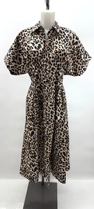 Abito Camicia Midi EXQUISE Manica Corta Stampa Leopardata Tobie Taglia S - Foto 1 di 7
