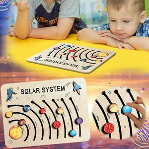 Wooden Solar System Puzzle kids Early Education Game Board Toy Children Set Gift - Picture 1 of 11