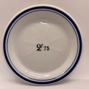 Vintage Französisch Bistro Absinth Untertasse Hotel Spitze Teller 2f 75c blauer Rand 5 Zoll - Bild 1 von 7