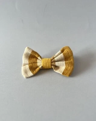 Papillon artigianale fatto a mano strisce verticali color BIANCO e GIALLO 483 - Immagine 1 di 2