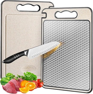 Stainless Steel Cutting Board for Kitchen, Non Toxic Large Chopping Board Double - Image 1 of 4
