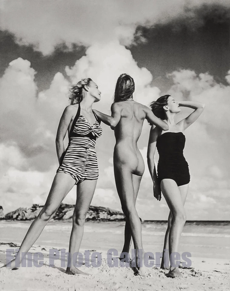1946/76 Vintage PHILIPPE HALSMAN Bermuda Beach Fashion Nude Large Duotone Art - Image 1 of 1